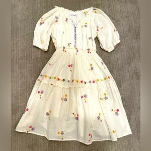 Zara floral dress hand embroidered.